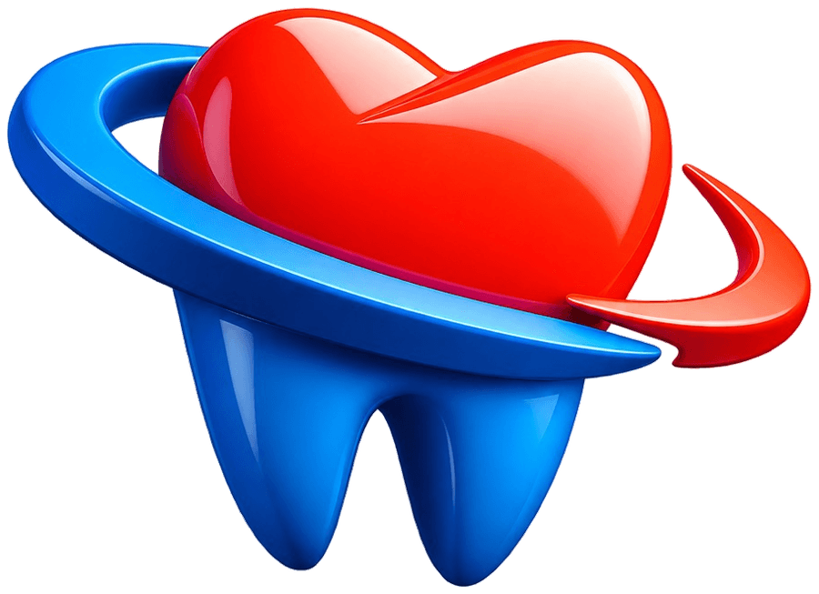 Símbolo da Talismã Clínica Odontológica: dente com coração e órbita